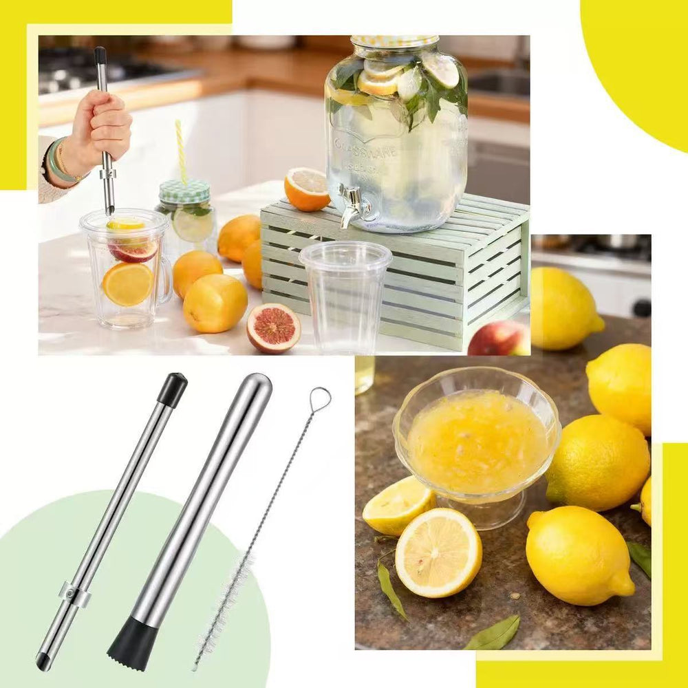 new product straw hole punch and stirrer suitable for lemonade plastic lid cup squeeze lemon supplies