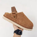 Thick sole toe-cap back strap boken shoes exportplus size24autumnew arrival cowhide velvet casual toe-cap slippers in stock