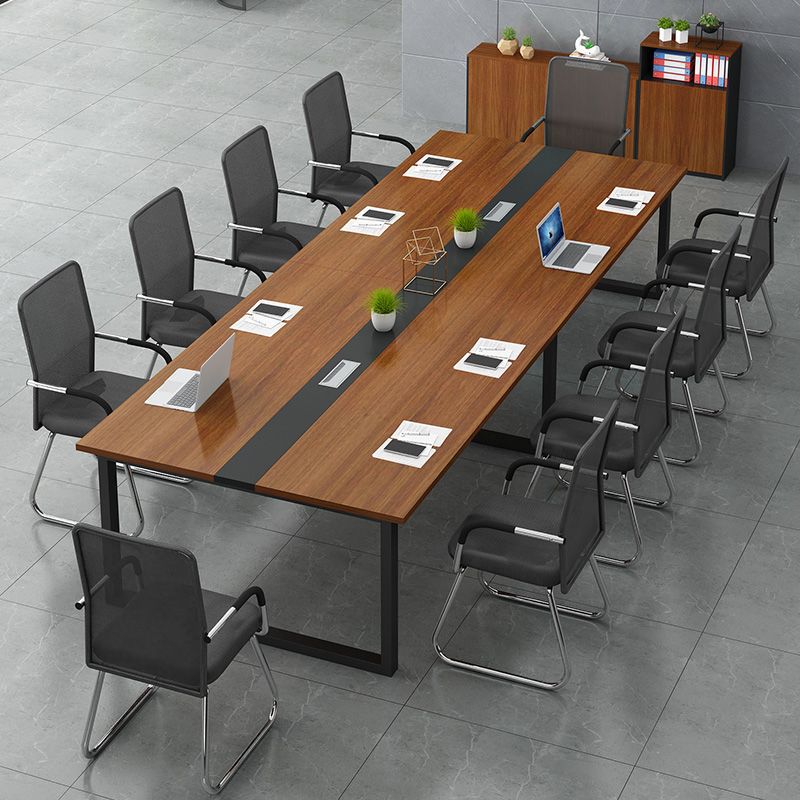 Conference table - modern minimalist long table for meeting rooms, reception, and negotiations - simple workstation desk and chair set