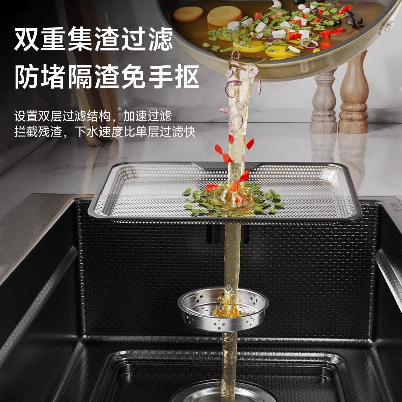 For home thickened 5.0 kitchen large single slot sink vegetable basin 304 stainless steel kitchen dishwashing sink whale
