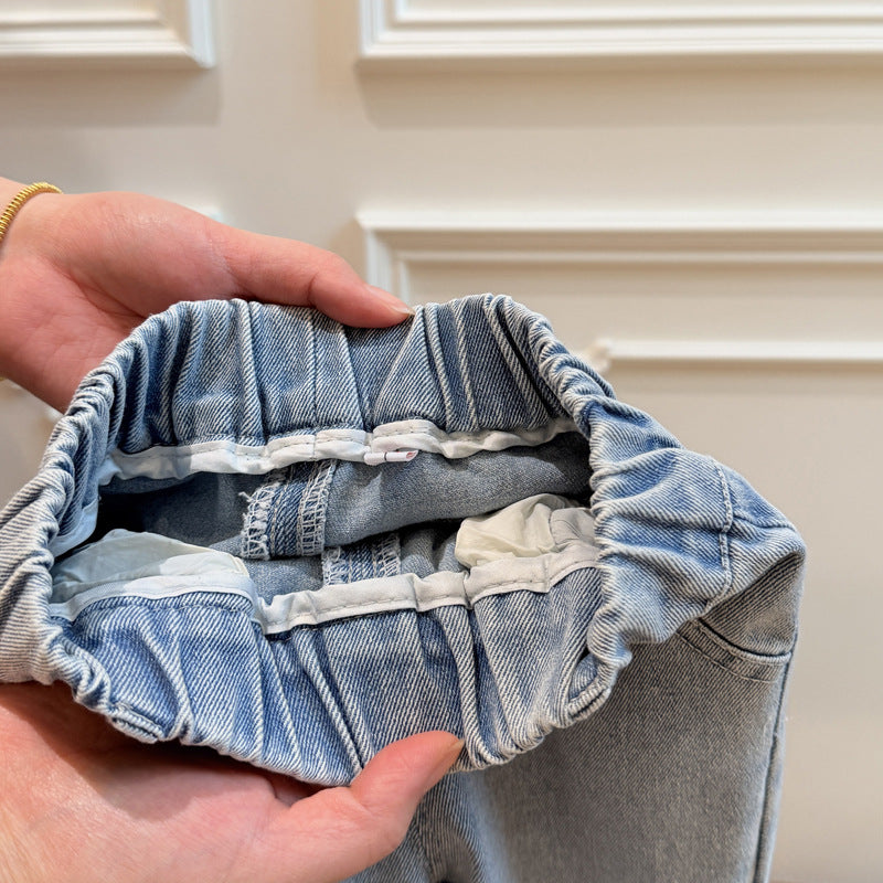 New spring girls' jeans: trendy and versatile outerwear for baby girls, stylish and chic casual pants for kids