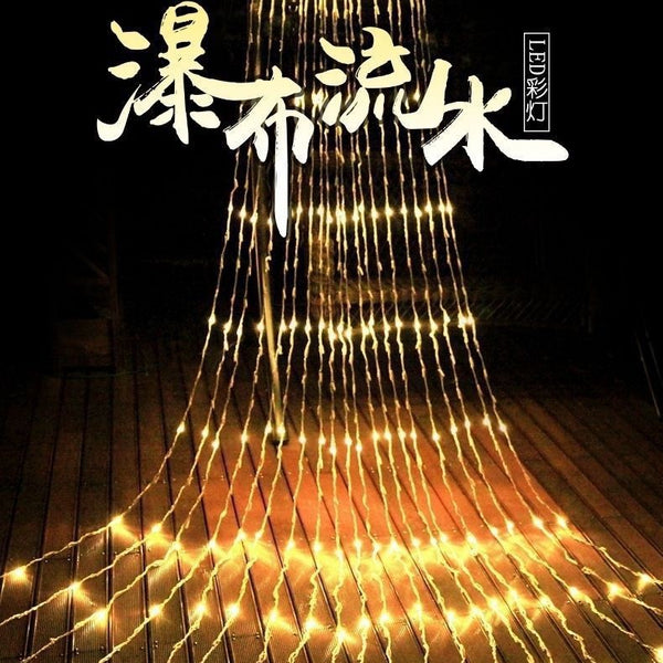 LED running water curtain lights holiday decoration wedding room arrangement romantic lights string Internet celebrity waterfall gypsy