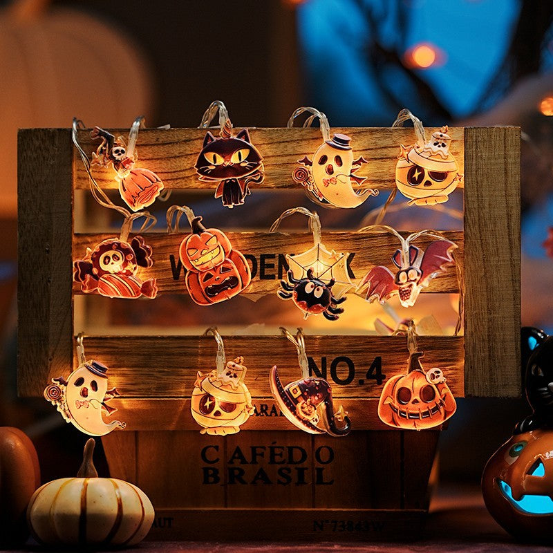 Halloween decorative pumpkin lights led light string small battery holiday flashing light atmosphere usb light strip arrangement props