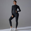 New double-sided nylon yoga set with built-in shorts: solid color zip-up hooded sports jacket and running fitness set