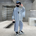 Boys' spring/autumn outfit set -  new collection - stylish korean-inspired two-piece set for older boys and big kids - trendy and fashionable