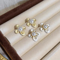 Yellow rhinestone pearl flower stud earrings for women, 2026 new fashion earrings, wholesale summer floral earrings