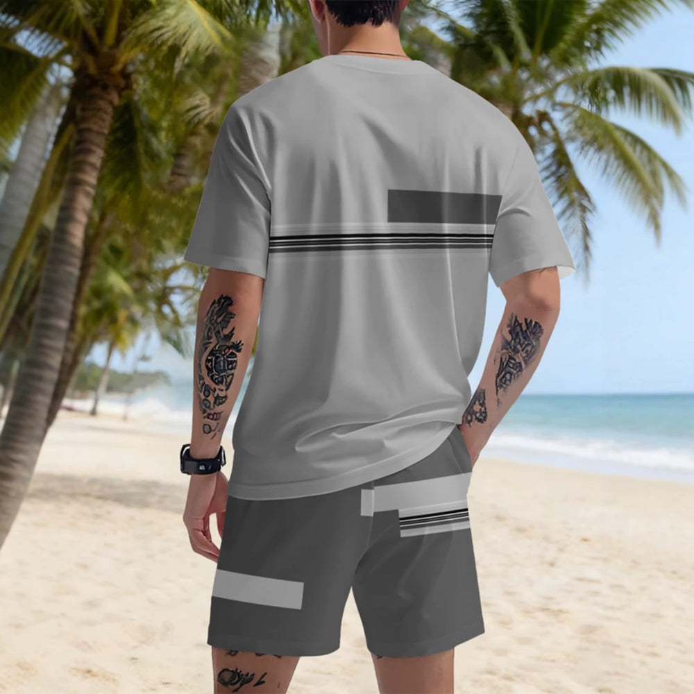 men's short-sleeve and shorts set, casual sportswear set, 3d printed cross-border hot seller, dropshipping available