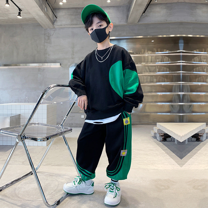 Boys' fall outfit set: new  autumn/spring collection - stylish sportswear for older boys, featuring a trendy and handsome sweatshirt