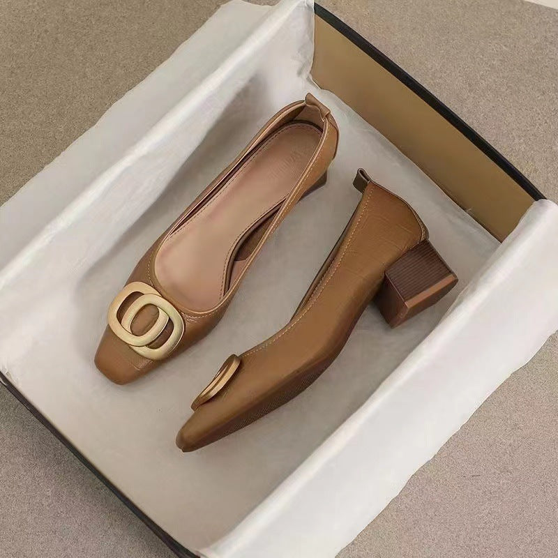 Chunky heel loafers for women - new spring/autumn 2024 collection - slip-on, low-cut, pointed-toe, soft sole, plus size women's shoes