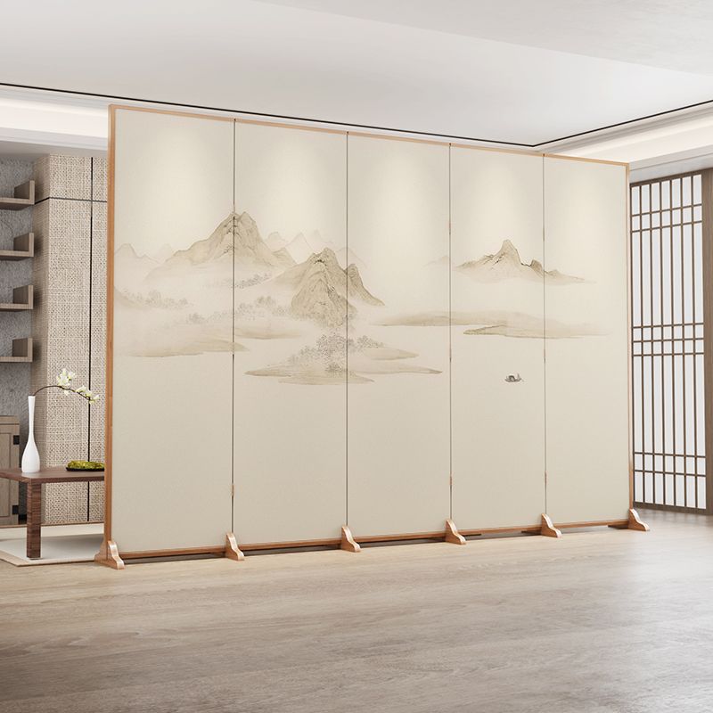 Used folding screen partition - premium living room accent, mobile office divider, simple live stream backdrop, creamy style