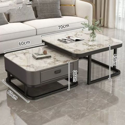 Accessible luxury coffee table living room for home modern casual small apartment popular square glass slate tv cabinet combination coffee table