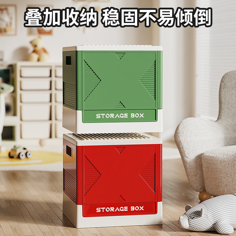 Installation-free Cartoon Lego Storage Box Large Capacity Storage Flip Foldable Clothing Toys Snacks Organizing Box