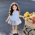 Summernew arrival baby girl patchworkk-styledressasymmetricaldresswestern style sleeveless korean style vest dress