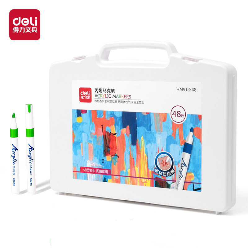 Deli Children's Washable Soft Head Marker 48 Colors Student Watercolor Pen 36 Double Head Color Brush Wholesale