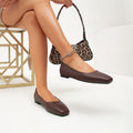 Dark brown square toe flats women's shoes casualwork clothingeasiest for matchcomfy basicsflats women's flats shoes elegancesummerwork clothing