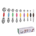 Ready-to-ship magnetic double-ended measuring spoons, 9-piece set, graduated measurement spoons for seasoning, stainless steel baking tools
