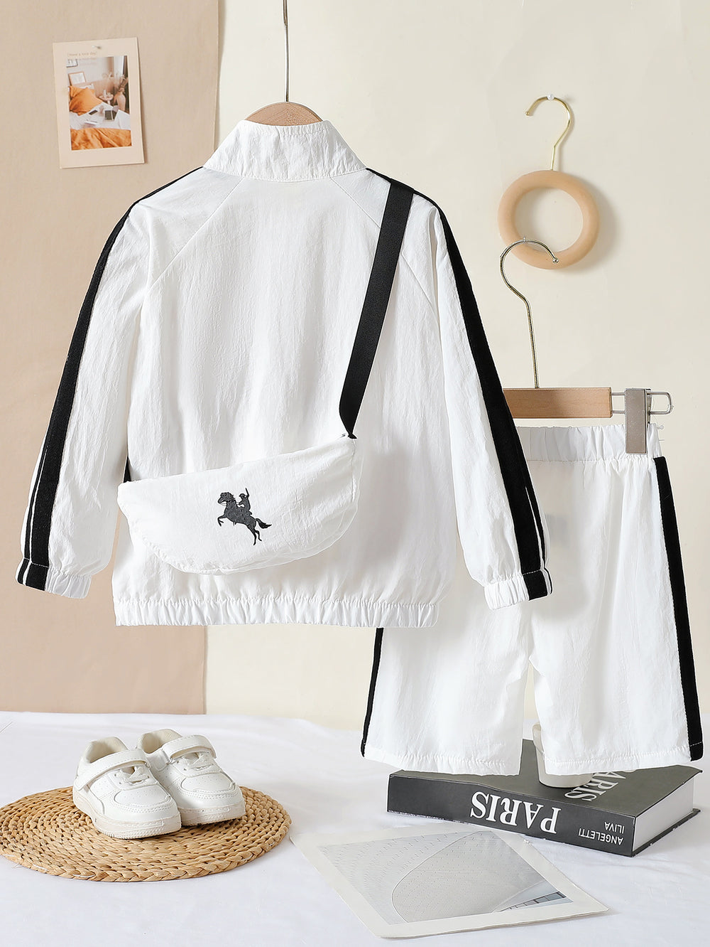 cross-border hot-selling spring new arrival sports set shorts three-piece set with bag