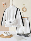 cross-border hot-selling spring new arrival sports set shorts three-piece set with bag