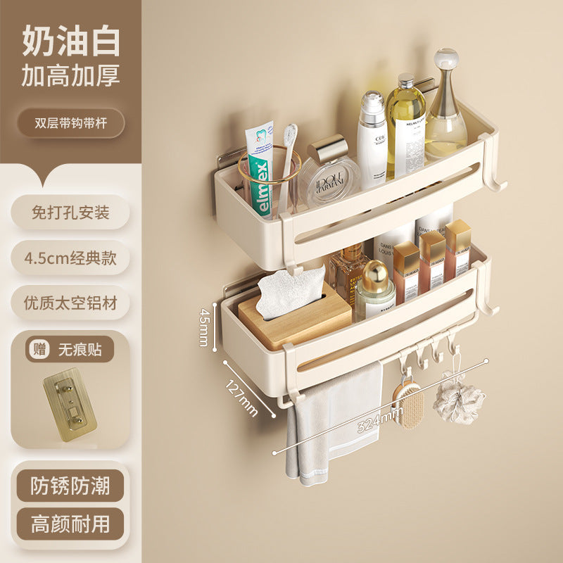 White bathroom shelf No punching toilet toilet toilet wall storage rack wall hanging cream wind