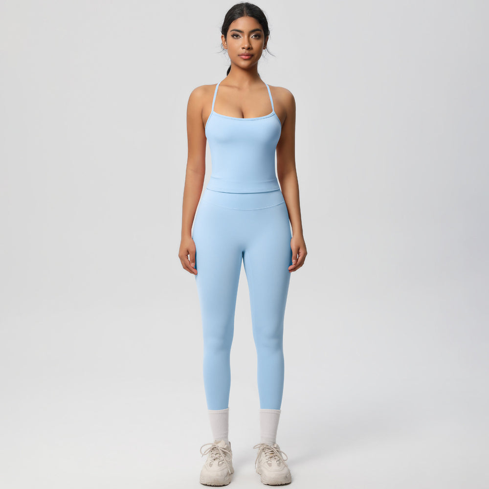 European and american nude feel brushed solid color yoga outfit set - quick-dry, breathable, 8-piece running & fitness activewear set for women
