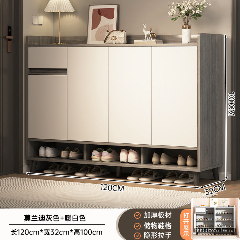 Shoe cabinet household door storage cabinet integrated against the wall simple door porch cabinet locker solid wood legs home shoe rack