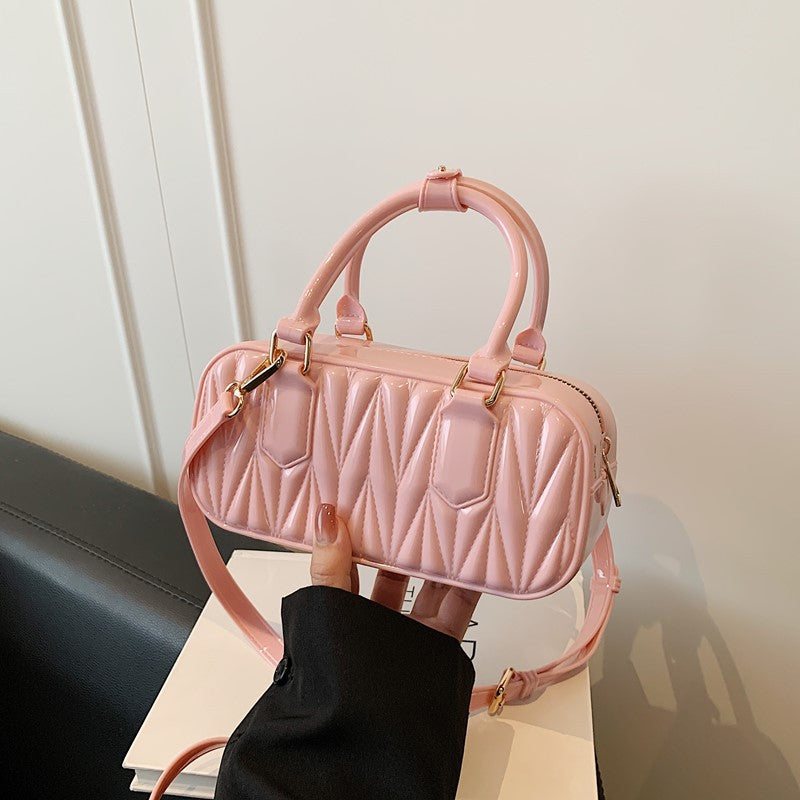 Foreign trade niche design bag women's 2025 new summer messenger bag casual portable jelly rhombus pillow bag