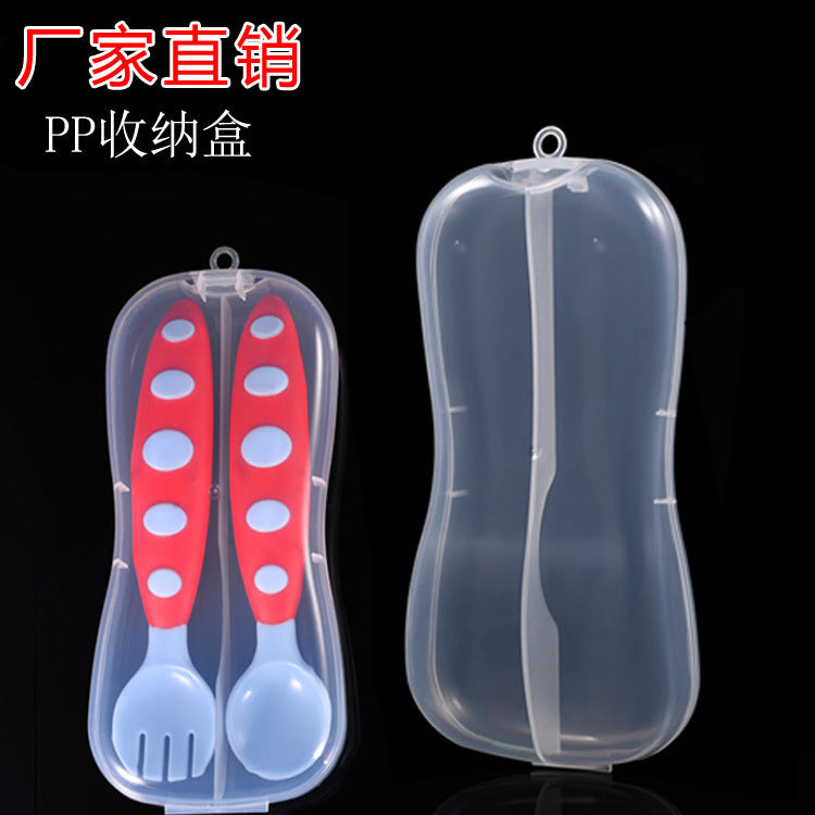 Factory direct sales baby spoon fork storage box spoon PP box baby tableware dust-proof packaging plastic box