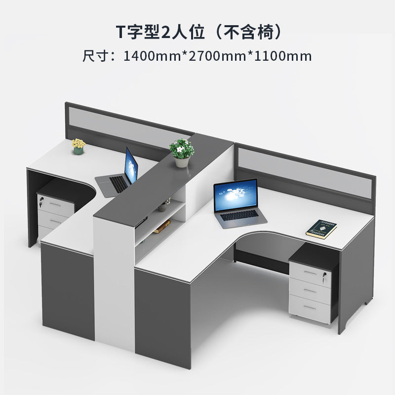 Saint li office desk partition - modern minimalist workstation for 4/6 people - ideal for finance offices - desk and chair combination