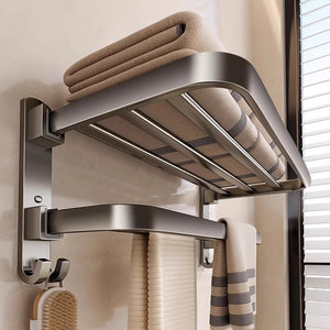 Manufacturer's punch-free bath towel rack, bathroom storage rack, foldable towel rack, bathroom storage rack, wall-mounted