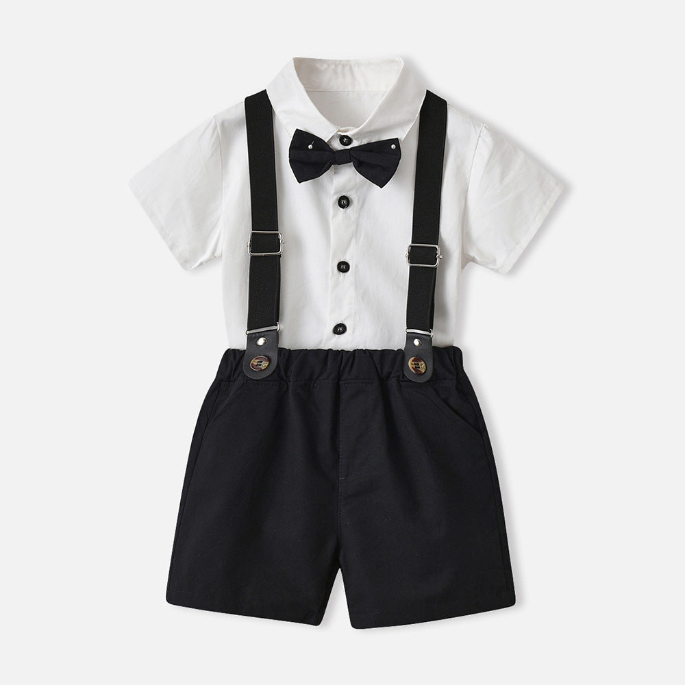 Source factory flower girl dress short-sleeved white shirt children's host piano performance evening dress kids first birthday dress