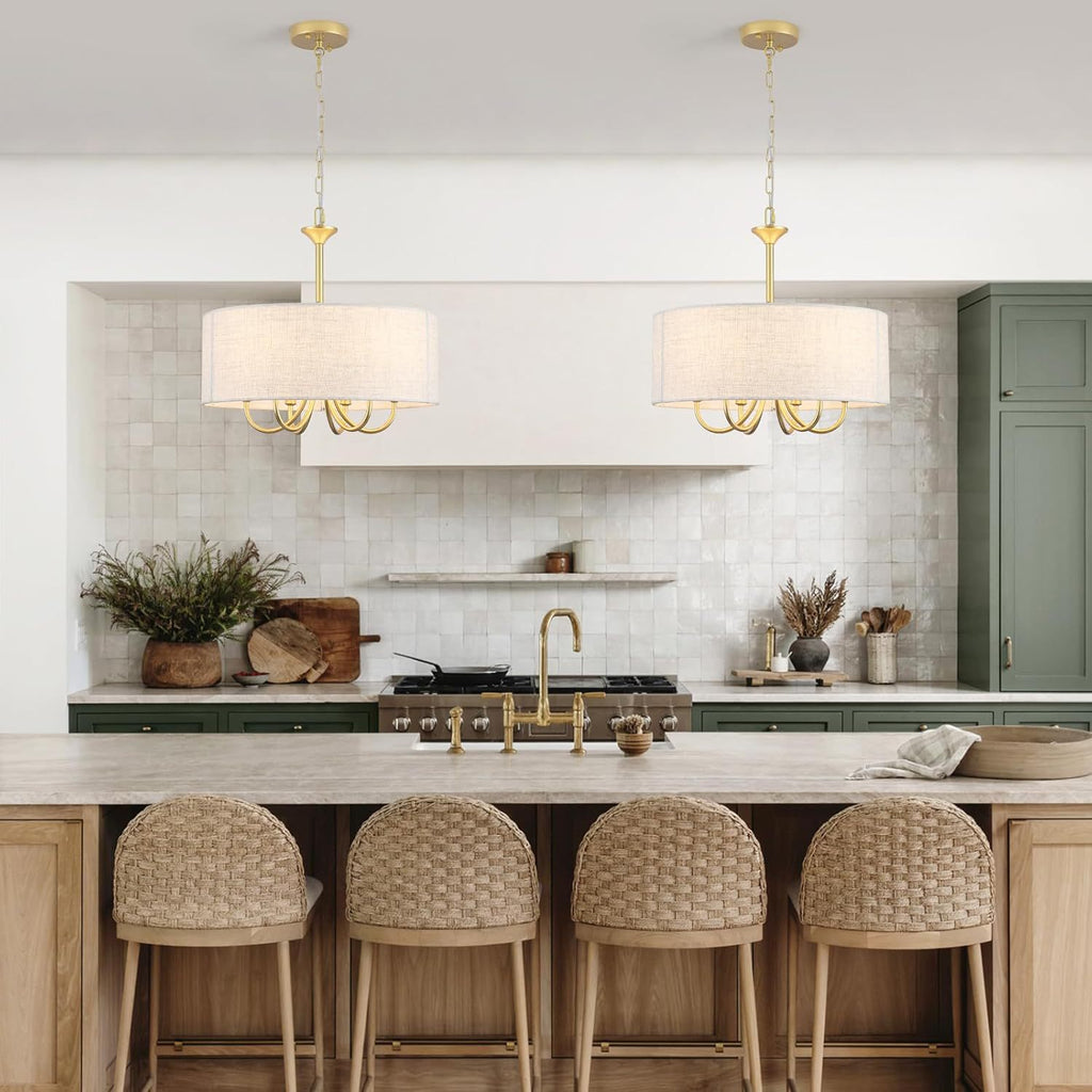 Cross-border modern farmhouse Drum chandelier Gold chandelier Lighting Suitable for dining room Living room Kitchen island