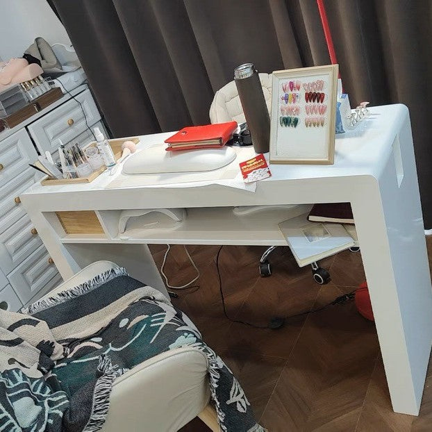 Japanese manicure table Double three-person manicure shop decoration with groove storage box Vacuum cleaner Nail table log