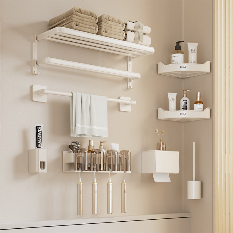 White bathroom rack No punching toilet Suction cup Wall-mounted toilet Wash table Storage corner triangular basket