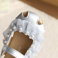 Korean style girls' sandals - new summer collection, soft sole children's shoes, lace closed-toe sandals, baby girl pearl princess shoes
