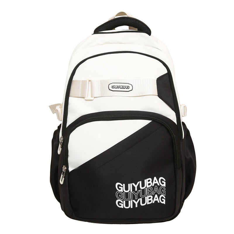 Backpack New fashion junior high school college student schoolbag Large capacity lightweight backpack Simple texture backpack