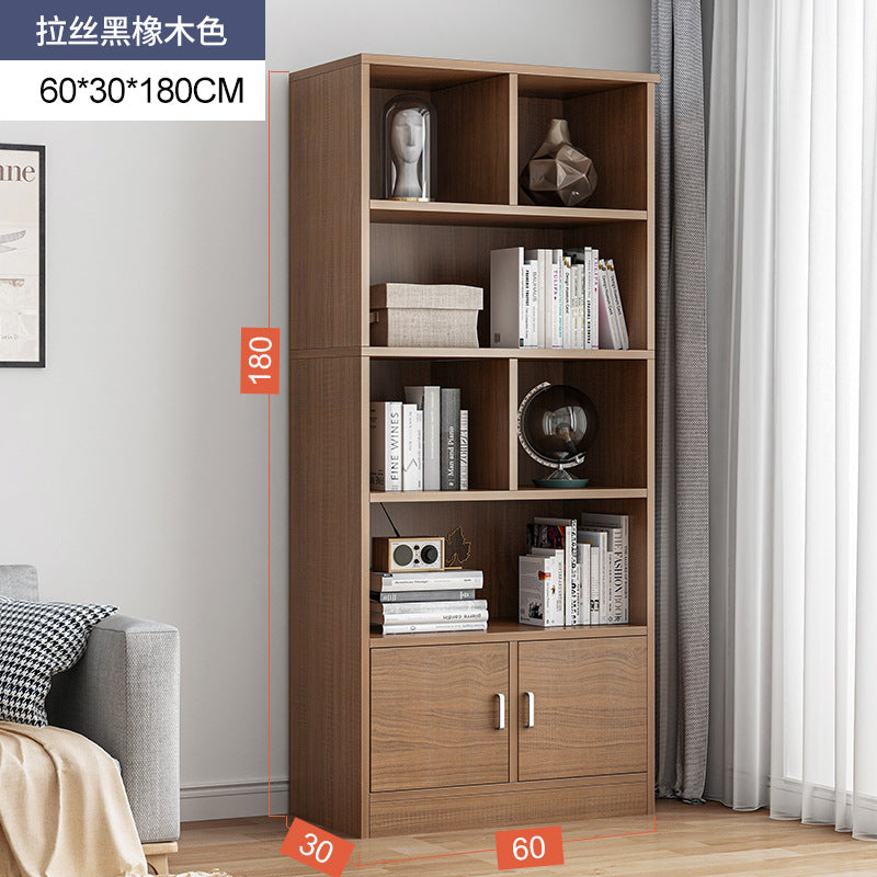 Simple bookshelf floor-to-ceiling against the wall, living room shelf layered storage rack, storage cabinet integrated, simple household bookcase