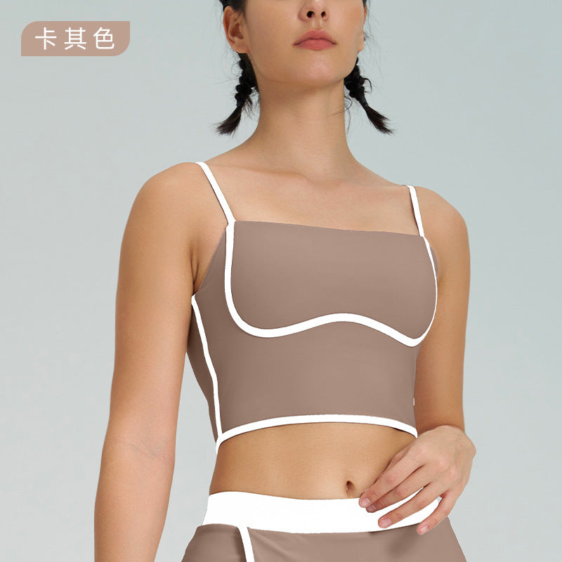 New color block quick-dry sports bra women's fitness shockproof fixed cup summer high-elastic yoga outfit top