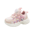 Girls' spring new collection: kids' chunky sneakers with swivel buckle, cartoon design, light-up detail, soft sole, and breathable running shoes