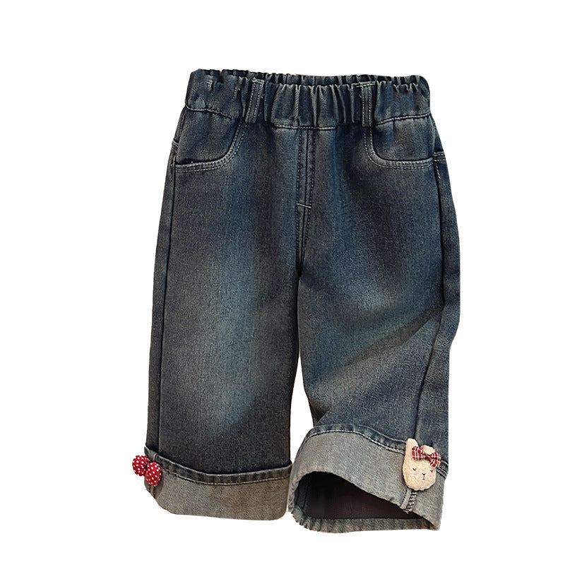 New girls' fall collection: versatile fleece-lined jeans - korean style casual fashion for autumn and winter