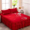 New arrival washed silk tencel ice silk embroider single bed skirt bedspread pure color machine washable 2m double bed sheets