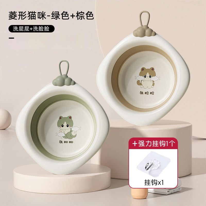 Newborn baby washbasin set - collapsible 3-piece kit for bathing and diaper changes