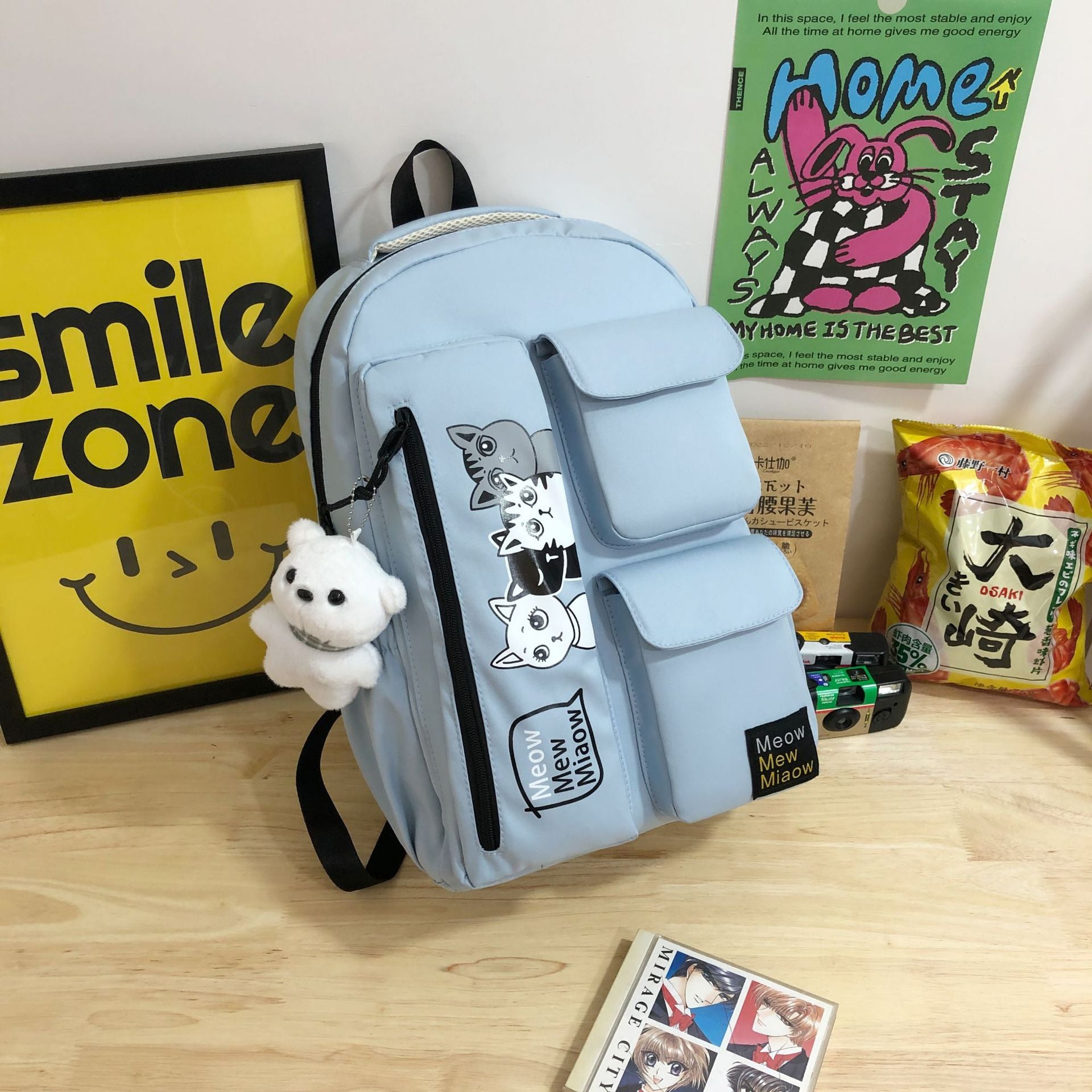 New Korean multi-functional dual-purpose thickened fabric schoolbag Internet celebrity lazy wind dirt-resistant di y large-capacity backpack