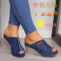 summer collection: plus size slip-on casual wedge heel denim sandals for women (sizes 35-43)
