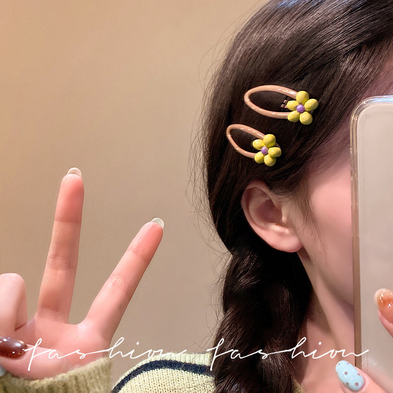 Cute contrast color flower hair clip bb clip for women 2026 new arrival side clip broken hair bangs clip classy hair clip hair accessories