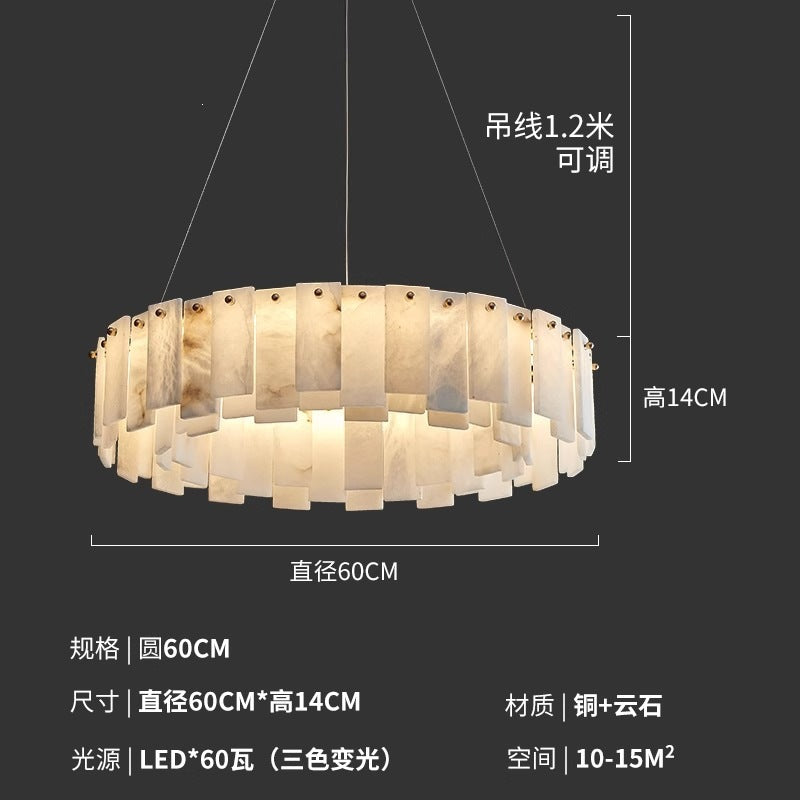 All-copper spanish marble living room chandelier - high-end, light luxury, villa, postmodern minimalist style for study, bedroom, and dining room