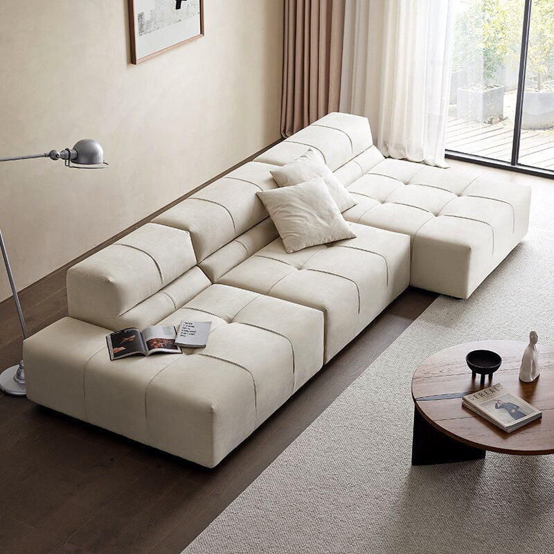 Modern italian cream style modular sofa scandinavian style casual small apartment living room concubine frosted fabric