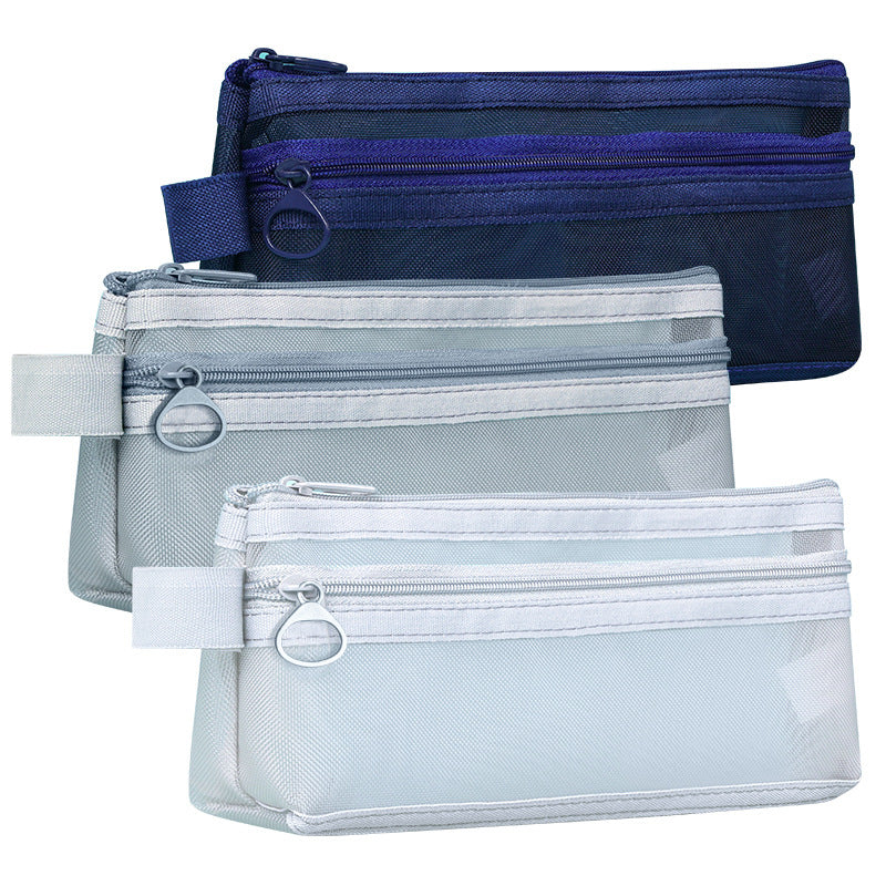 Huajie transparent mesh pencil bag, student stationery bag, special pencil bag for examination, storage bag, stationery box, pencil case.