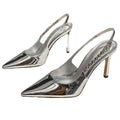 2023 women's summer new rhinestone pointed-toe silver high heels - elegant ladies' stiletto heel sandals