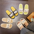 2024new arrival women's slippers with shit feeling, popular ins home cartoon big-eyed bird thick-soled grids one-line slippers for women