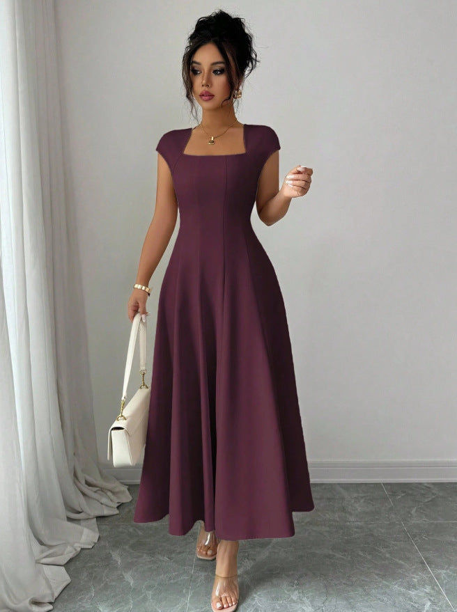 new cross-border european and american style elegant summer solid color long dress